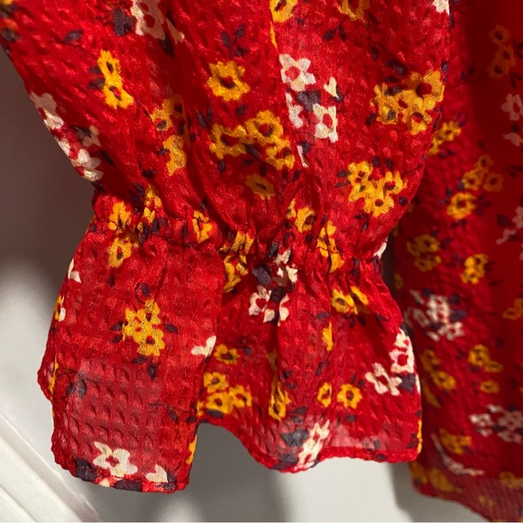 Free People Red Floral Blouse - Picture 4 of 7